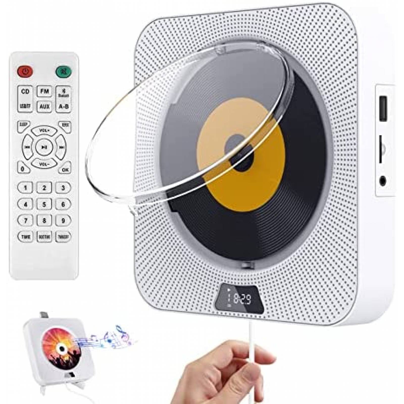 Reproductor de CD's Portatil Gimigo con Bocina Hifi -Blanco
