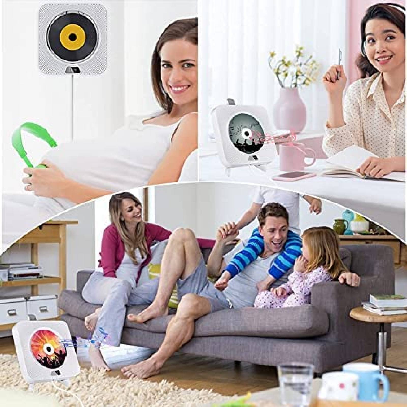Reproductor de CD's Portatil Gimigo con Bocina Hifi -Blanco