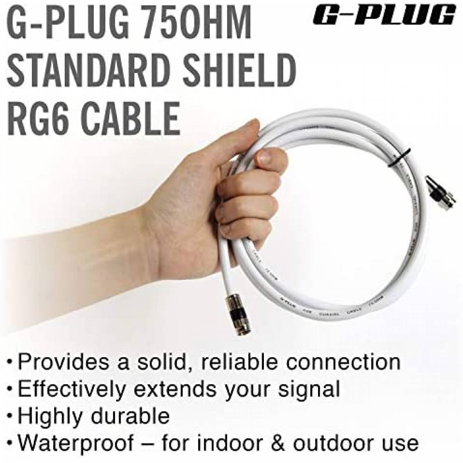Conectores de cable coaxial G-PLUG RG6 de 50ft -Blanco