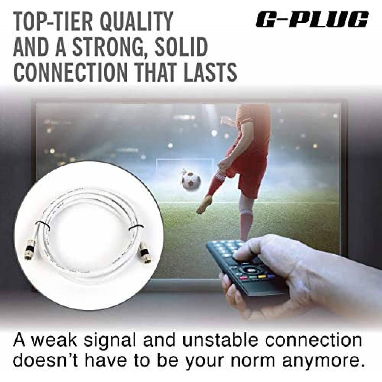 Conectores de cable coaxial G-PLUG RG6 de 50ft -Blanco