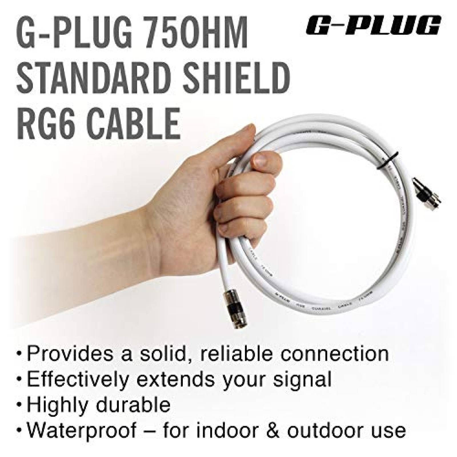 Cable Coaxial G-PLUG RG6 15ft para Seal de Internet -Blanco