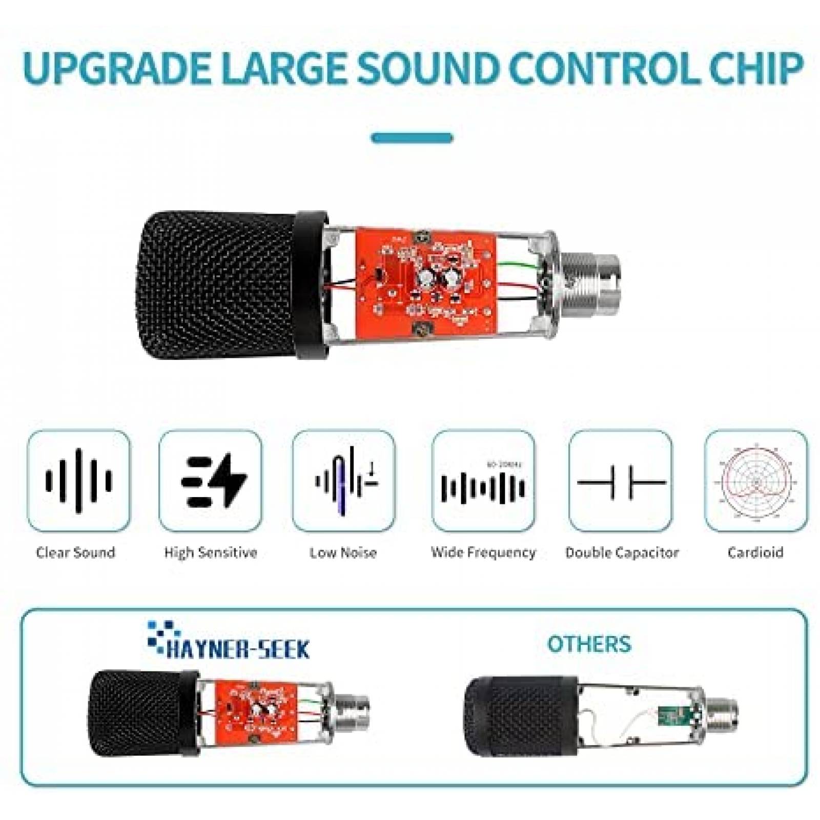 Microfono Condensador Hayner-Seek c/Filtro Pop+Tripie -Negro