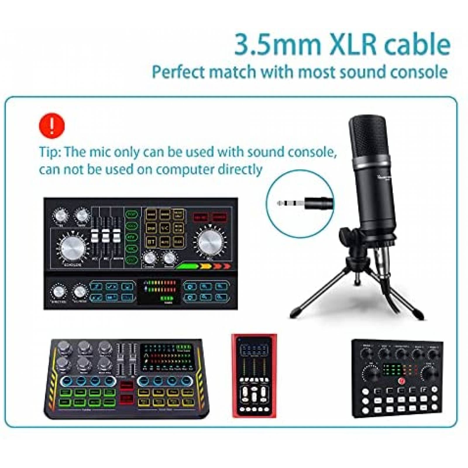 Microfono Condensador Hayner-Seek c/Filtro Pop+Tripie -Negro