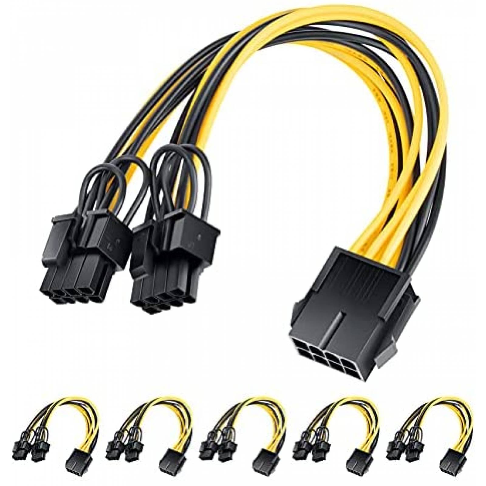 Cables PCIe HONEYWHALE 6pzas Hembra a Macho Dual de 8 pines