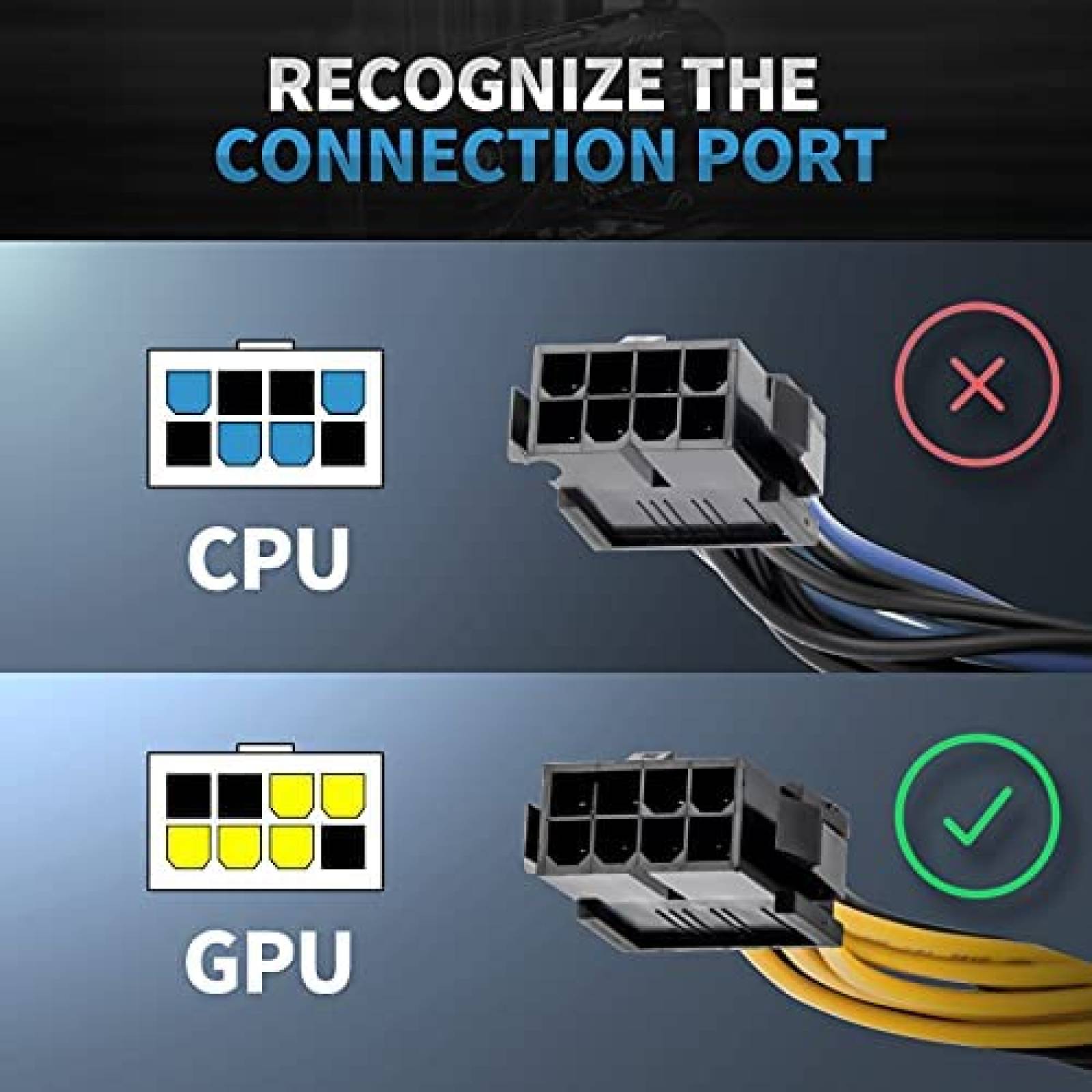 Cables PCIe HONEYWHALE 6pzas Hembra a Macho Dual de 8 pines