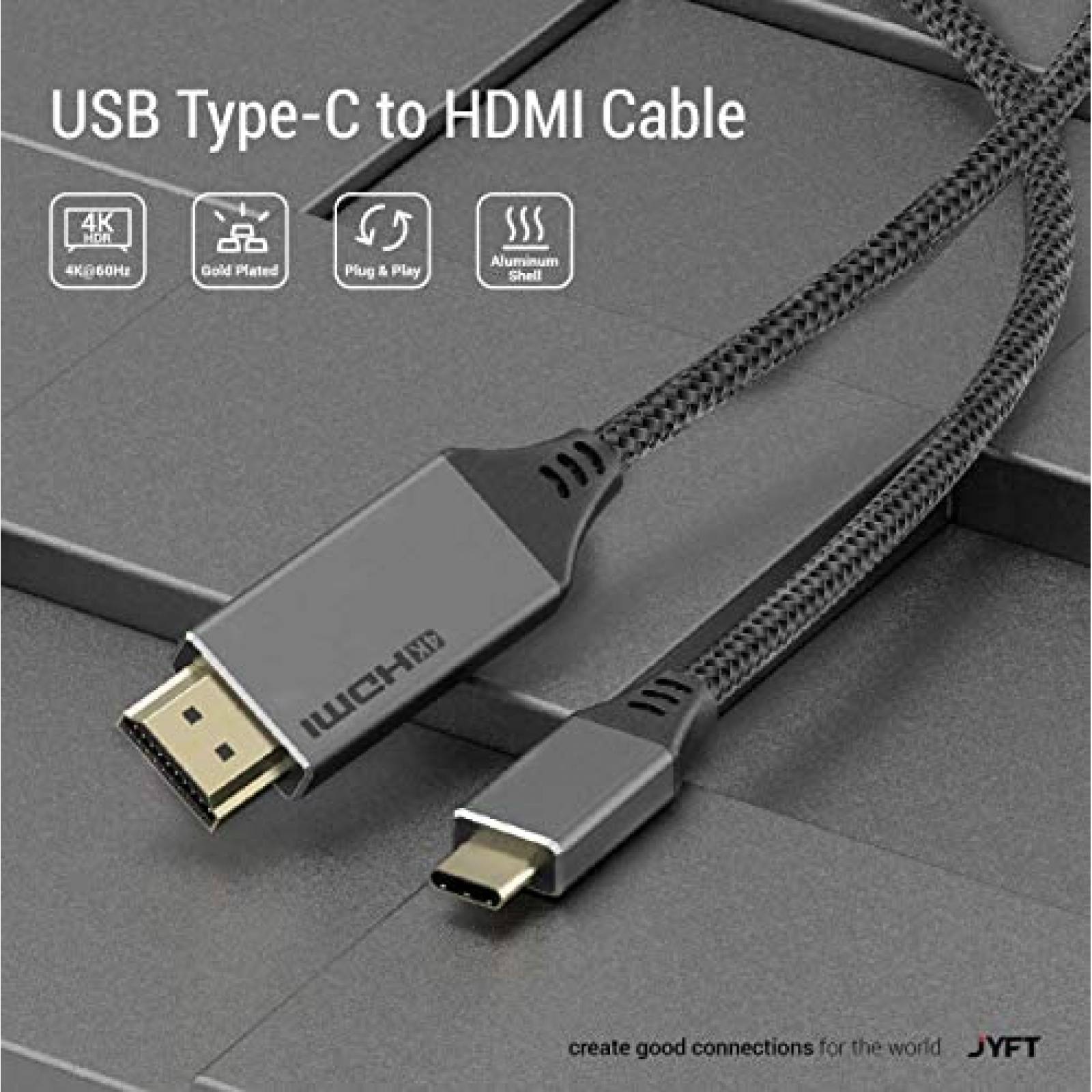 Cable USB C a HDMI JYFT de 5.9ft 4 K para Thunderbolt 3