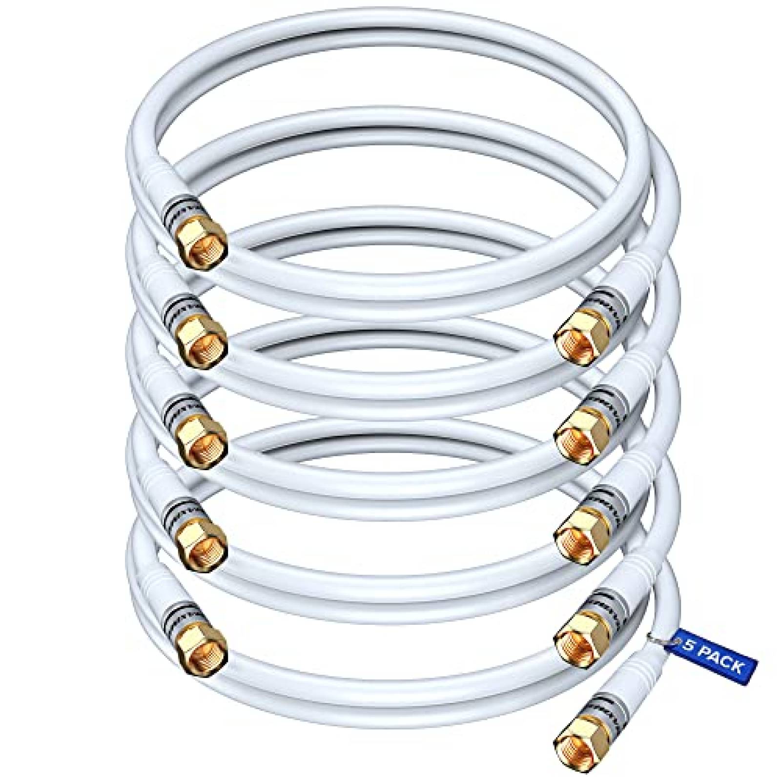 Paquete Cable Coaxial Maximm RG6 5pzas 2ft Conectores Tipo F