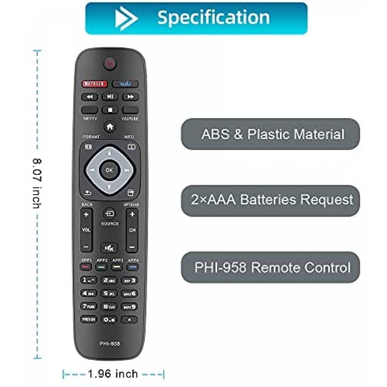Control Remoto Neuronmart NH500UP para TV Philips -Negro