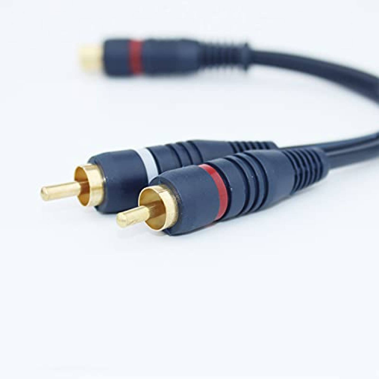 Pack cable RCA hembra a 2 RCA macho pobod x4 7.8" -Negro