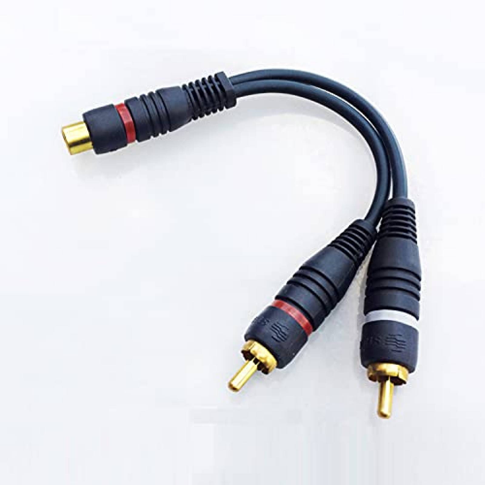 Pack cable RCA hembra a 2 RCA macho pobod x4 7.8" -Negro