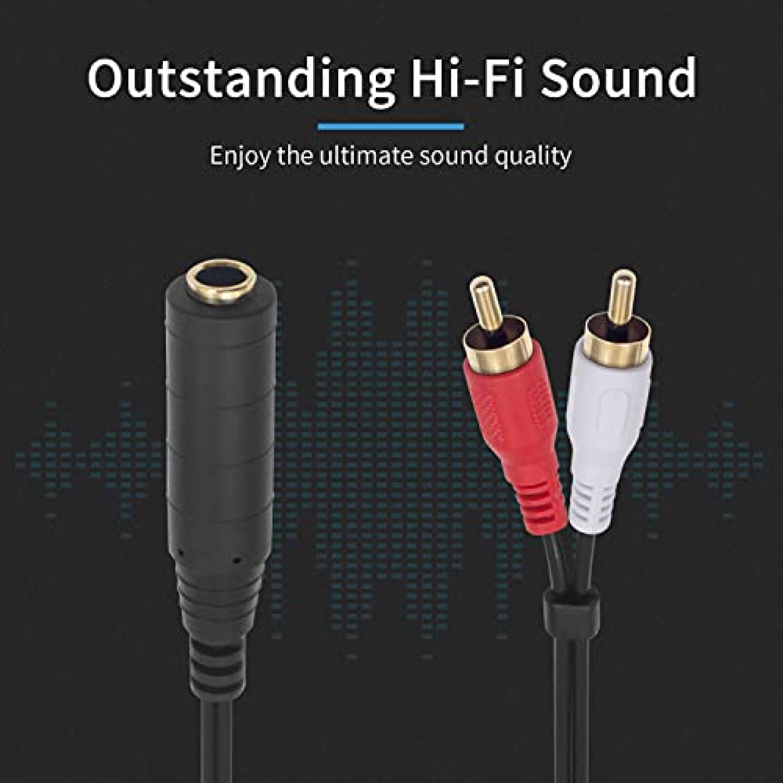 Cable 2 RCA a adaptador 1/4 hembra Poyiccot 2.6ft -Negro