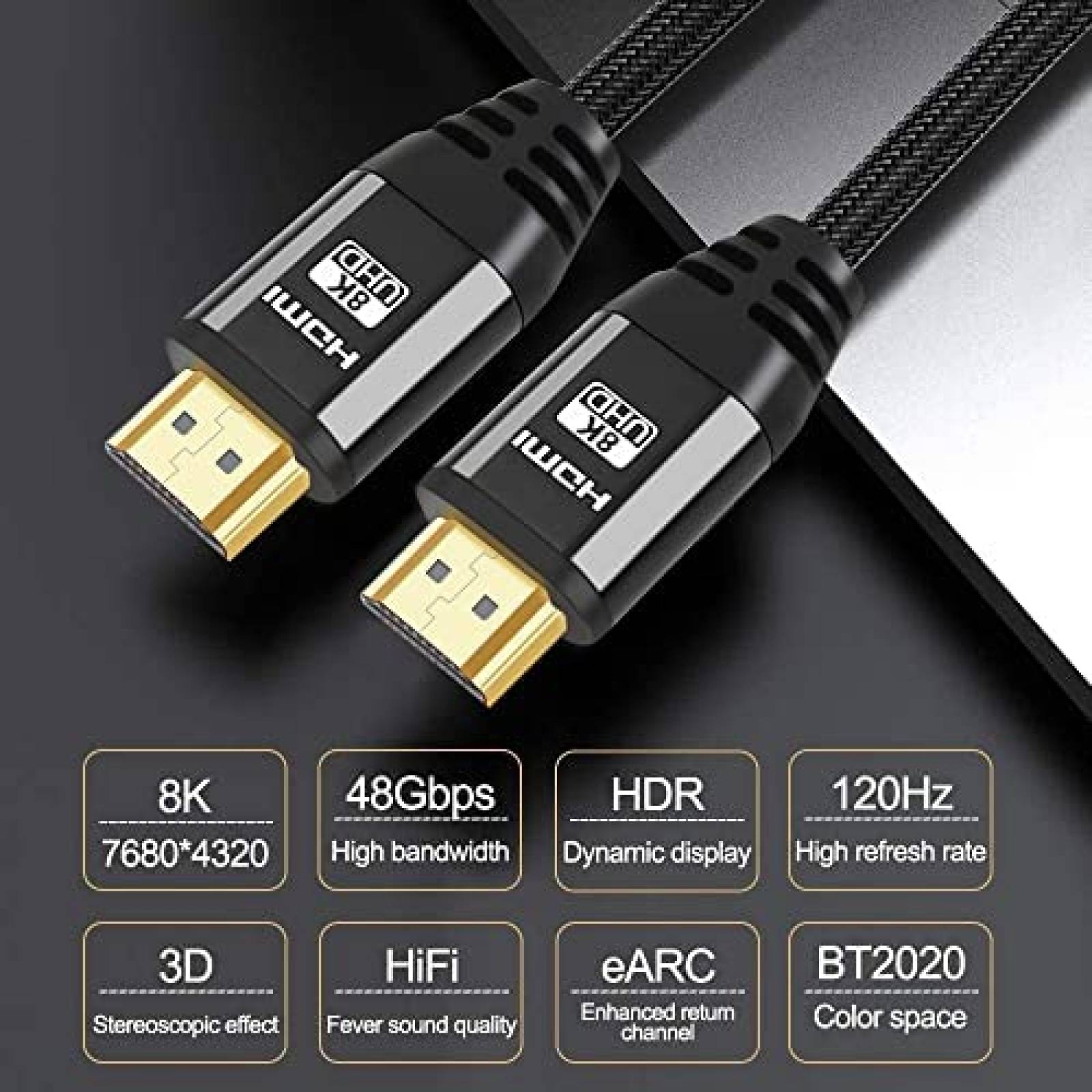 Cable HDMI QCEs HDMI-CABLE-8K-2M 8K 6.6 pies Compatible