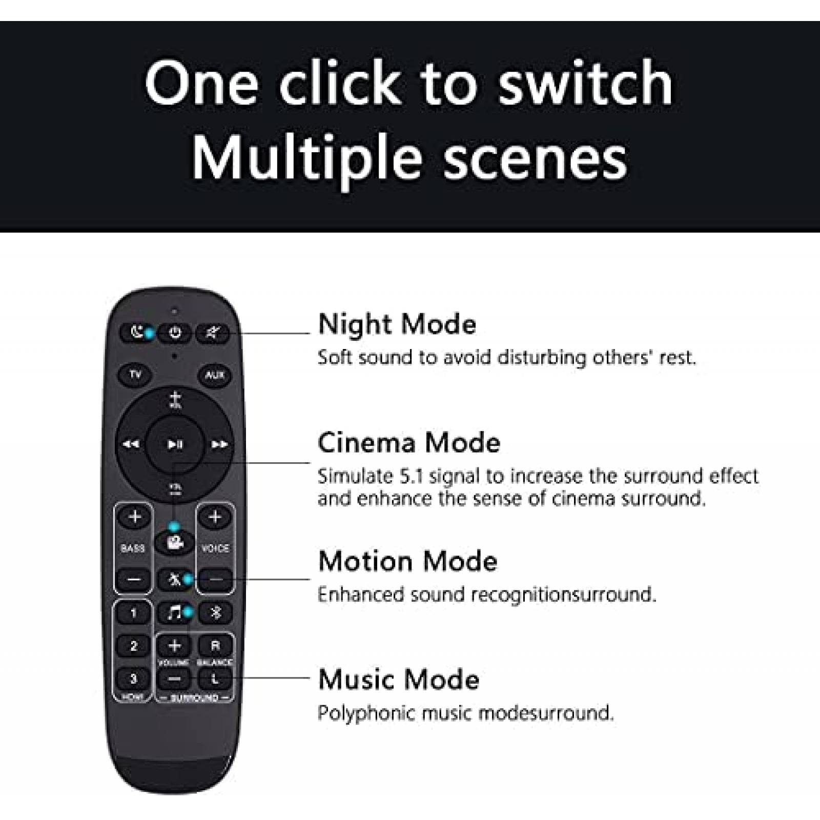 Control remoto Qzanyee Life para sistema de barra de sonido