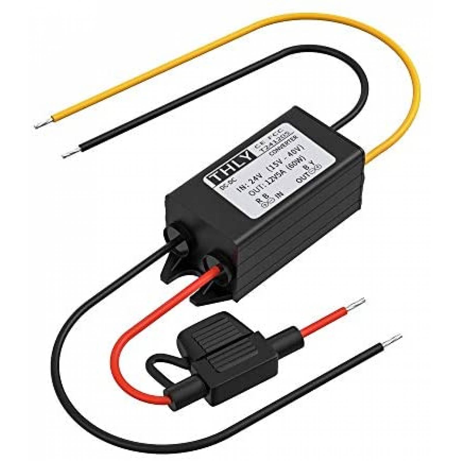 Convertidor Voltaje THLY 24T12-5A 24V 12V 60W LED -Negro