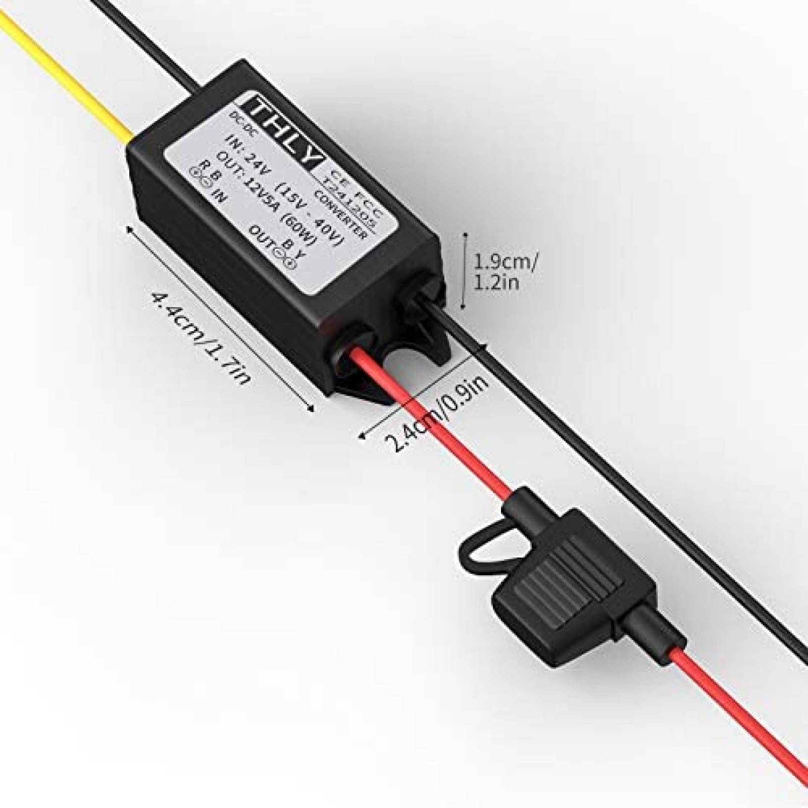 Convertidor Voltaje THLY 24T12-5A 24V 12V 60W LED -Negro