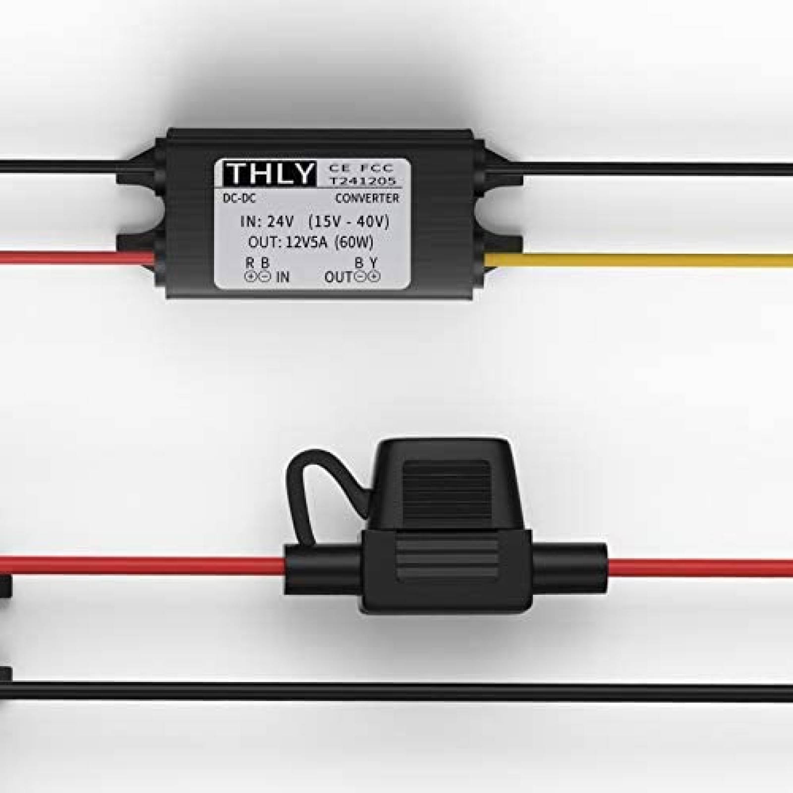 Convertidor Voltaje THLY 24T12-5A 24V 12V 60W LED -Negro