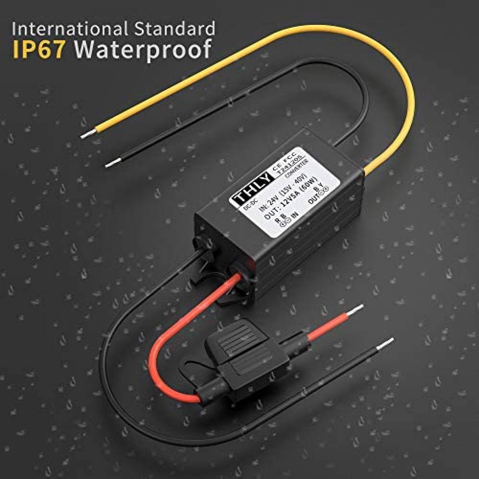 Convertidor Voltaje THLY 24T12-5A 24V 12V 60W LED -Negro