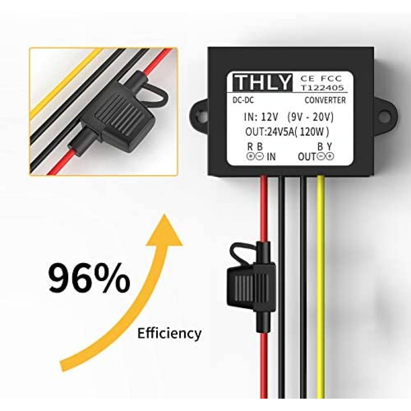 Convertidor de Poder THLY de 12V a 24V 120W -Negro