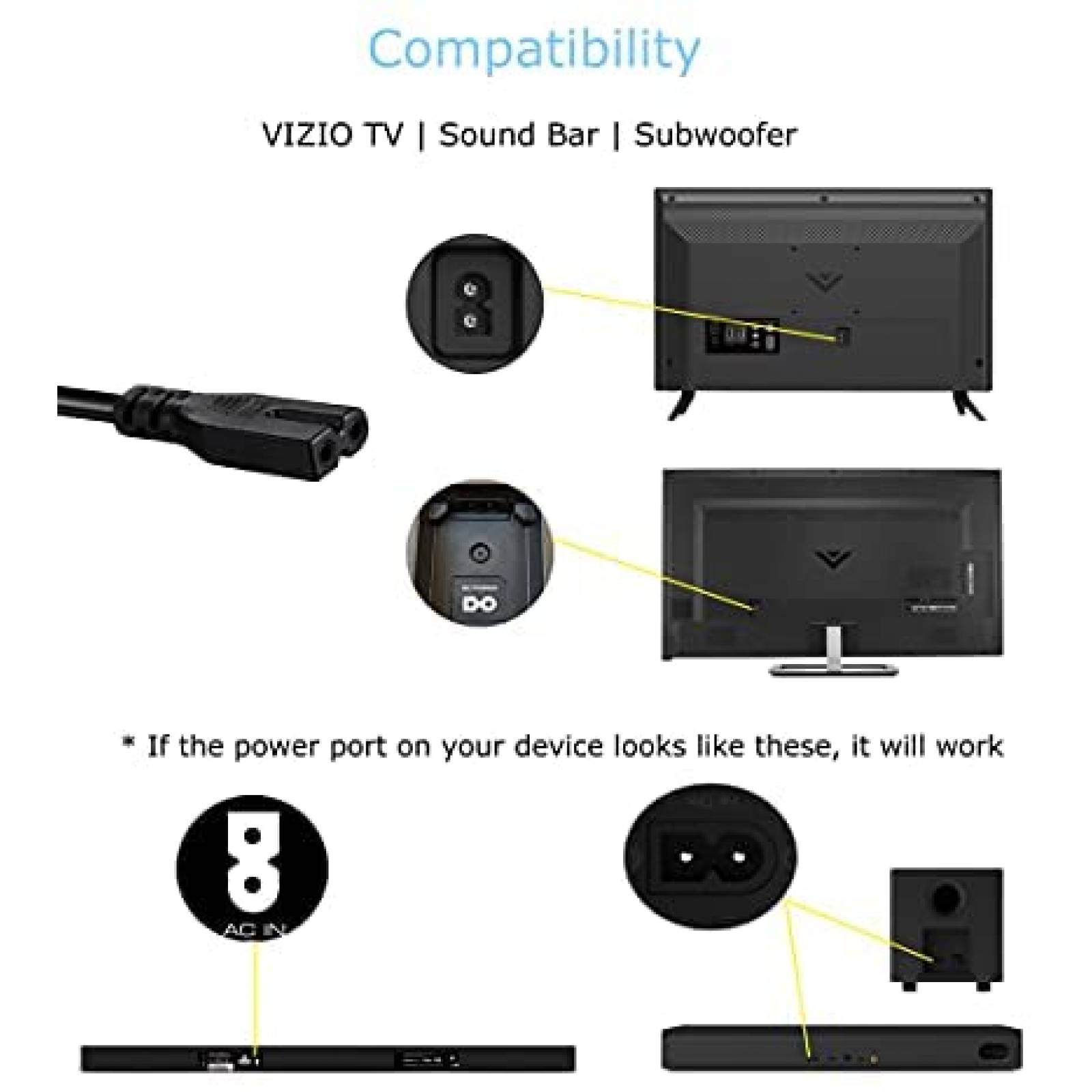 Cable TONIWA Compatible Con Vizio Sound Bar System -Negro