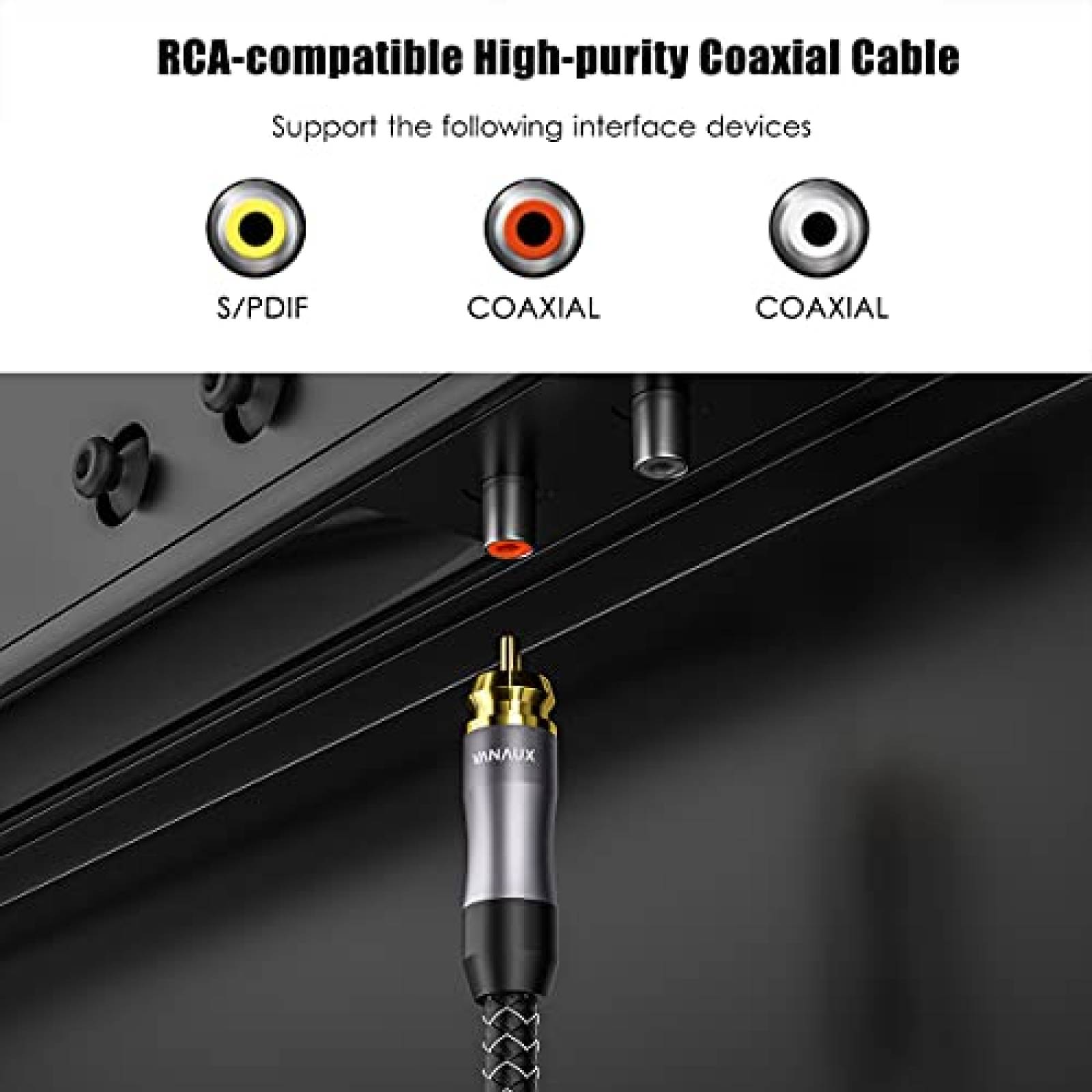 Cable VANAUX Coaxial SPDIF Audio Digital Macho a Macho