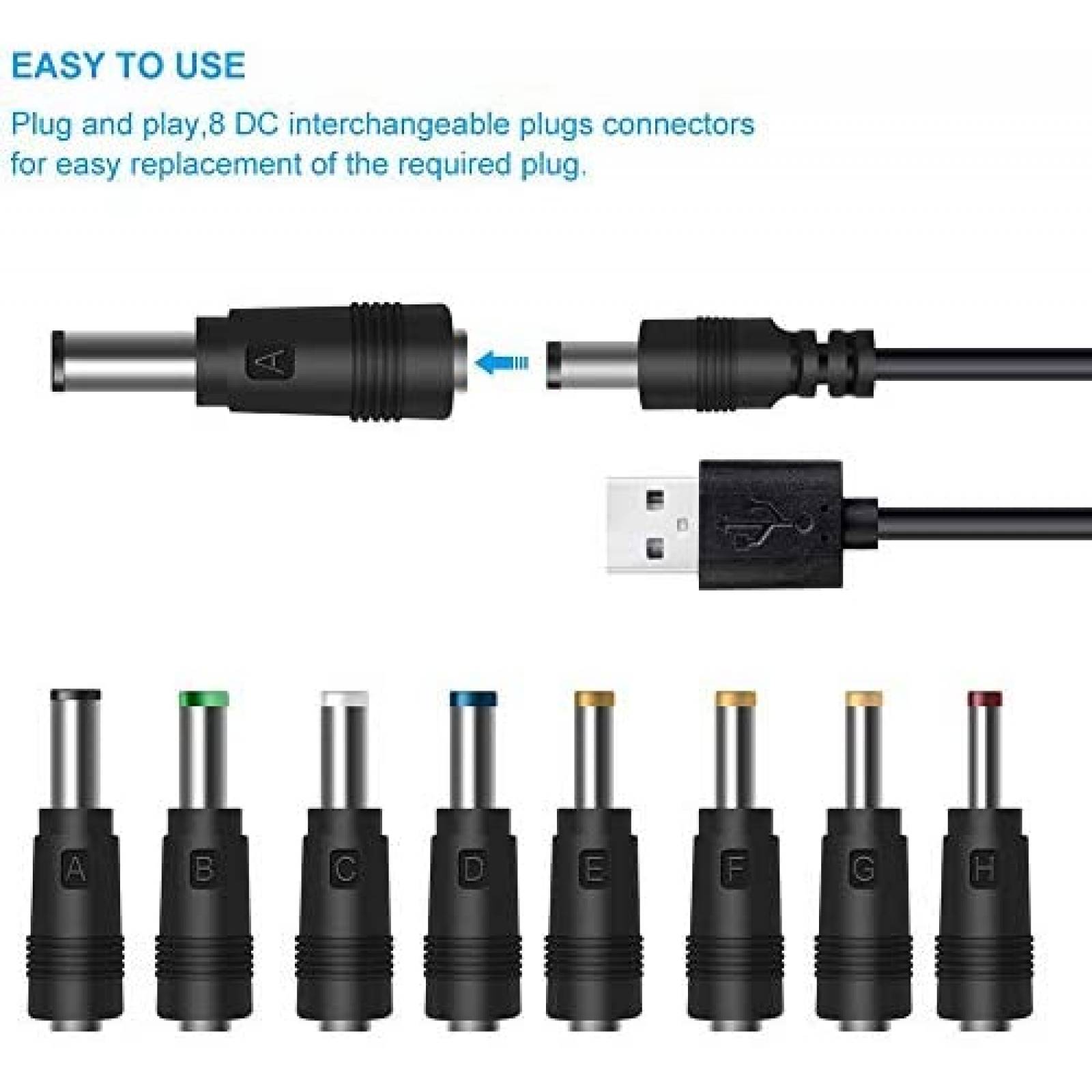 Cable Cargador waremew USB DC 12V 8W 2A Universal -Negro