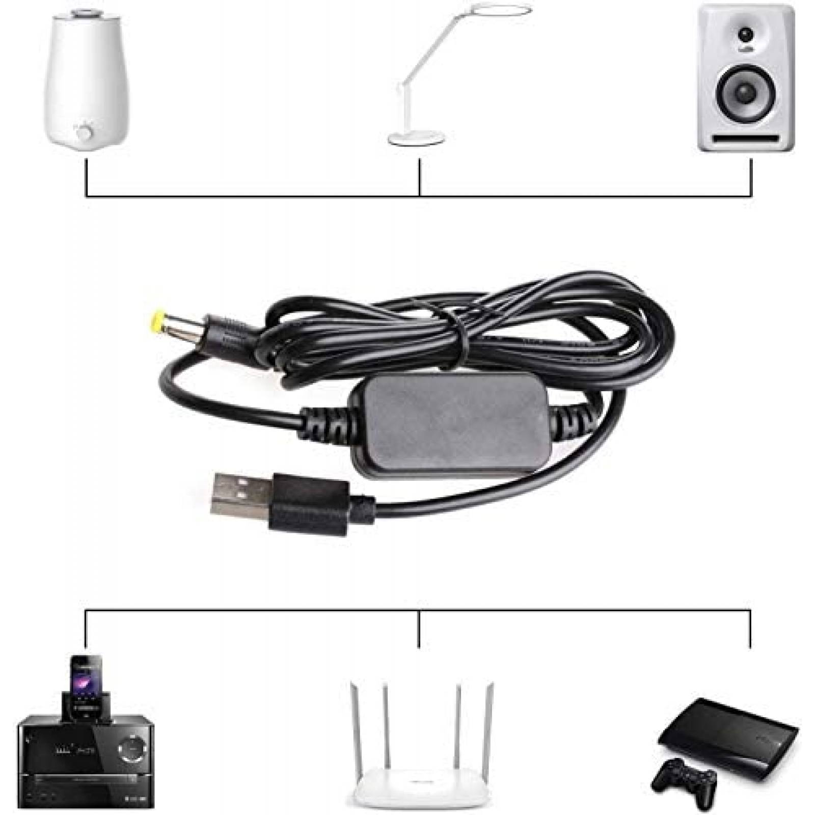 Cable Cargador waremew USB DC 12V 8W 2A Universal -Negro