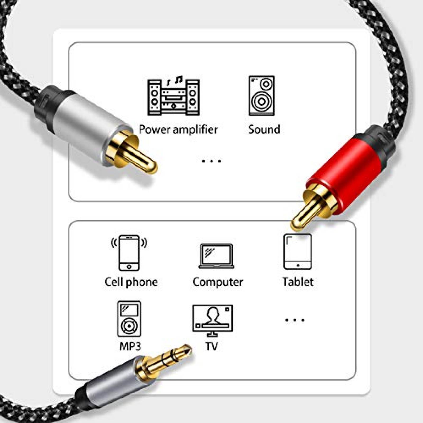 Cable Yilinet Divisor de Audio RCA en Y 12 m -Negro