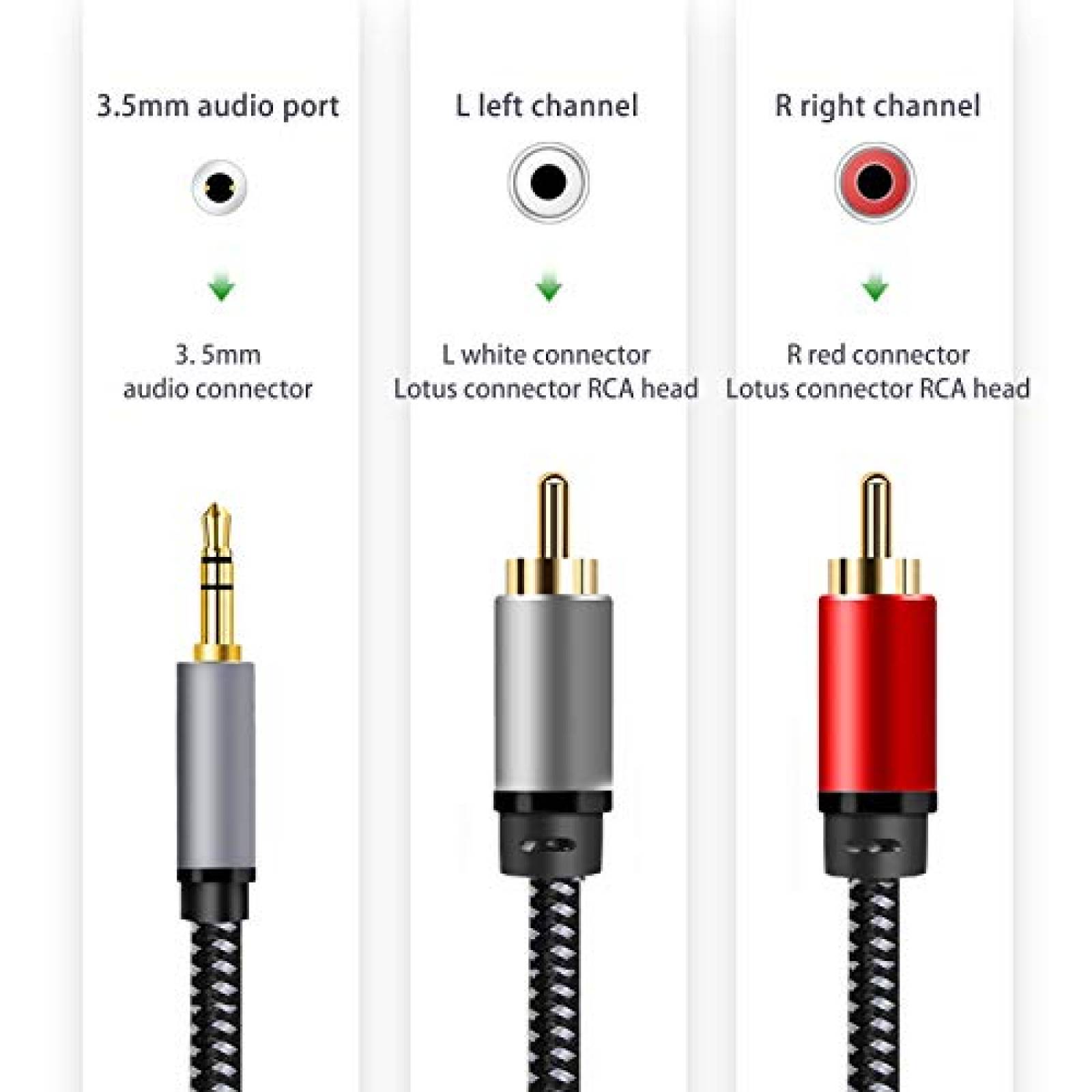 Cable Yilinet Divisor de Audio RCA en Y 12 m -Negro