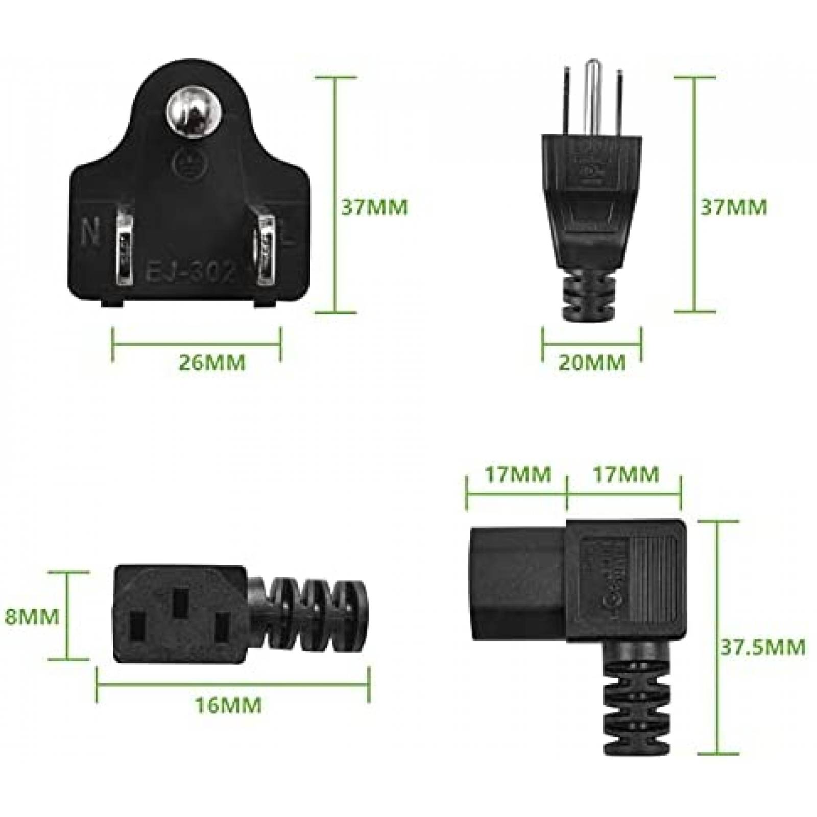 cable para television LCD York wonder 10FT tipo L -Negro