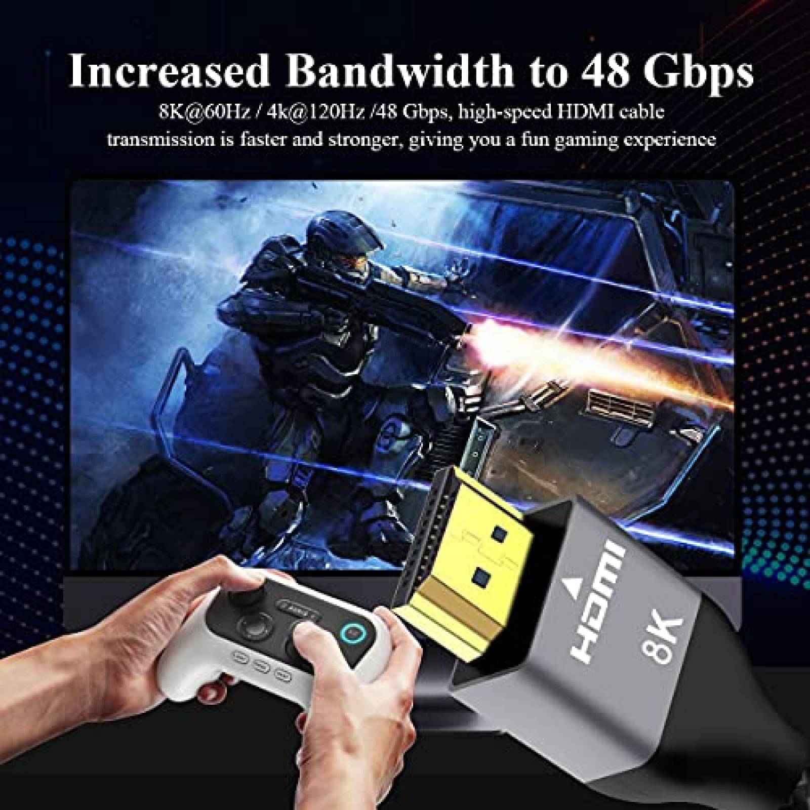 Cable Aeap 2 Pzs 8K HDMI 2.1 10ft 48 Gbps 60 Hz -Negro