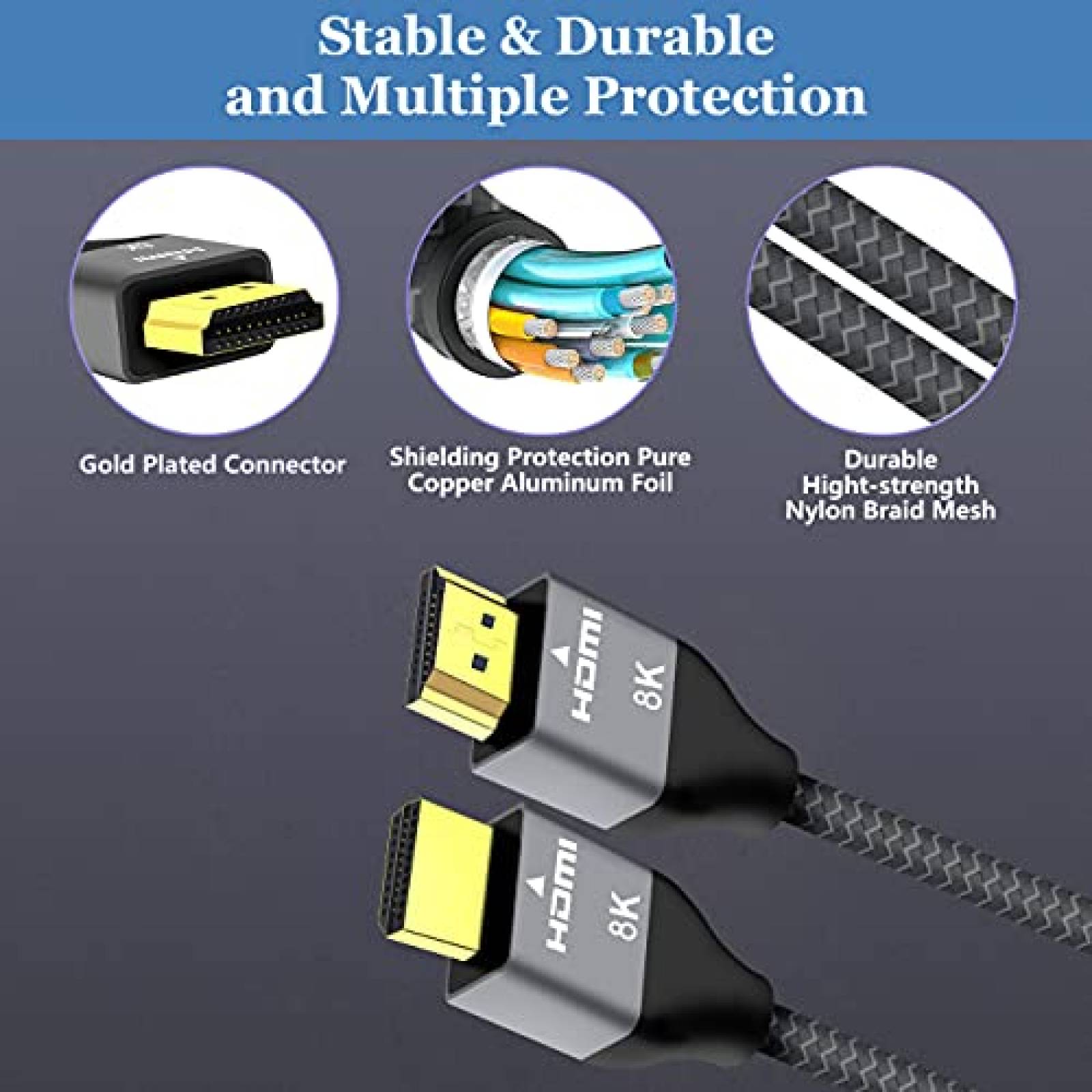 Cable Aeap 2 Pzs 8K HDMI 2.1 10ft 48 Gbps 60 Hz -Negro