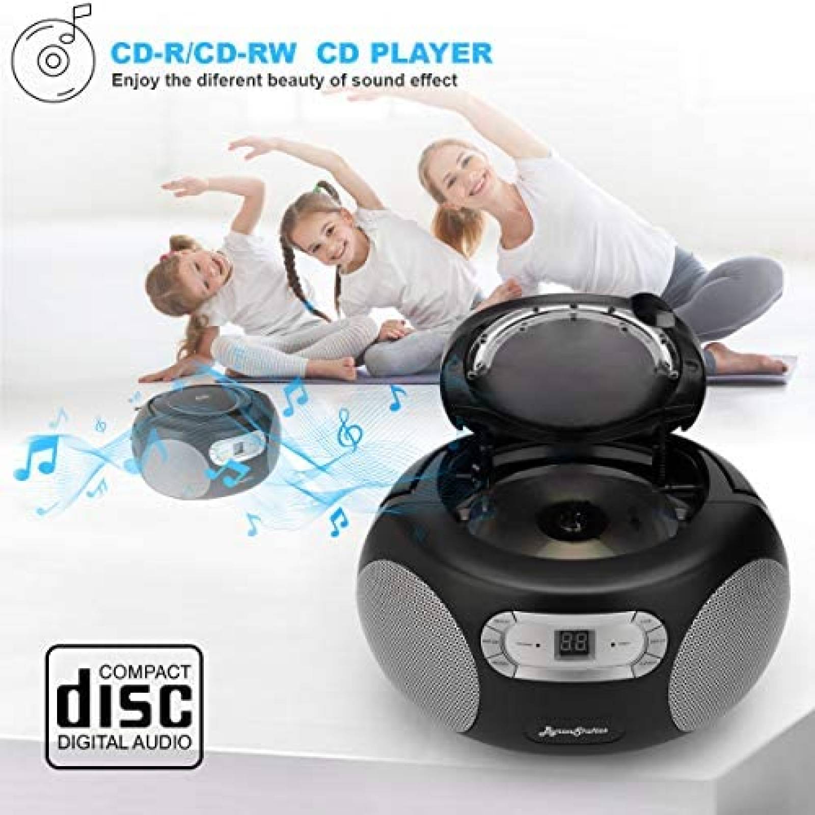 Boombox Byron Statics c/Reproductor de CDs y Radio -Negro