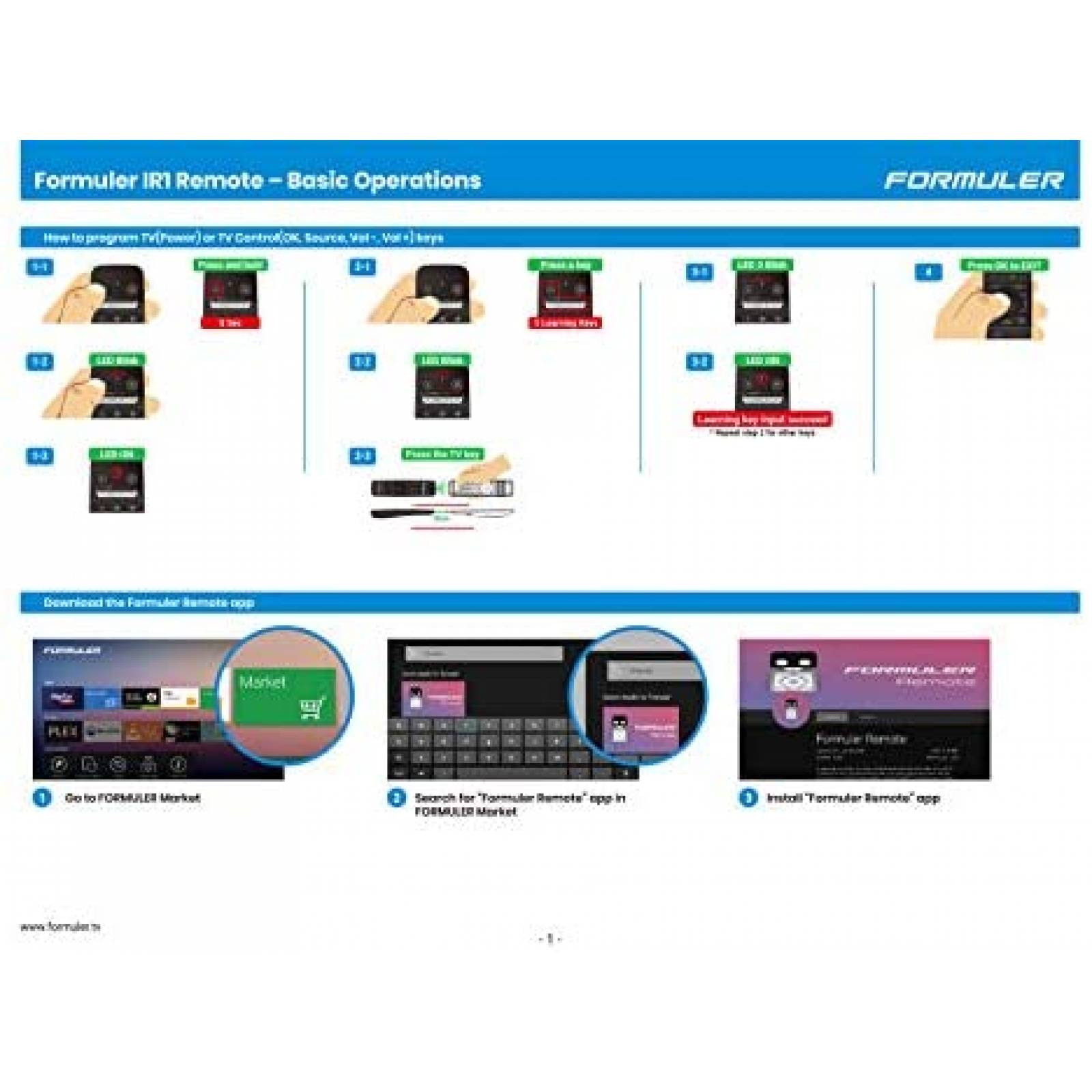 Control Remoto Dreamlink.ca para TV Formuler IR1 -Negro