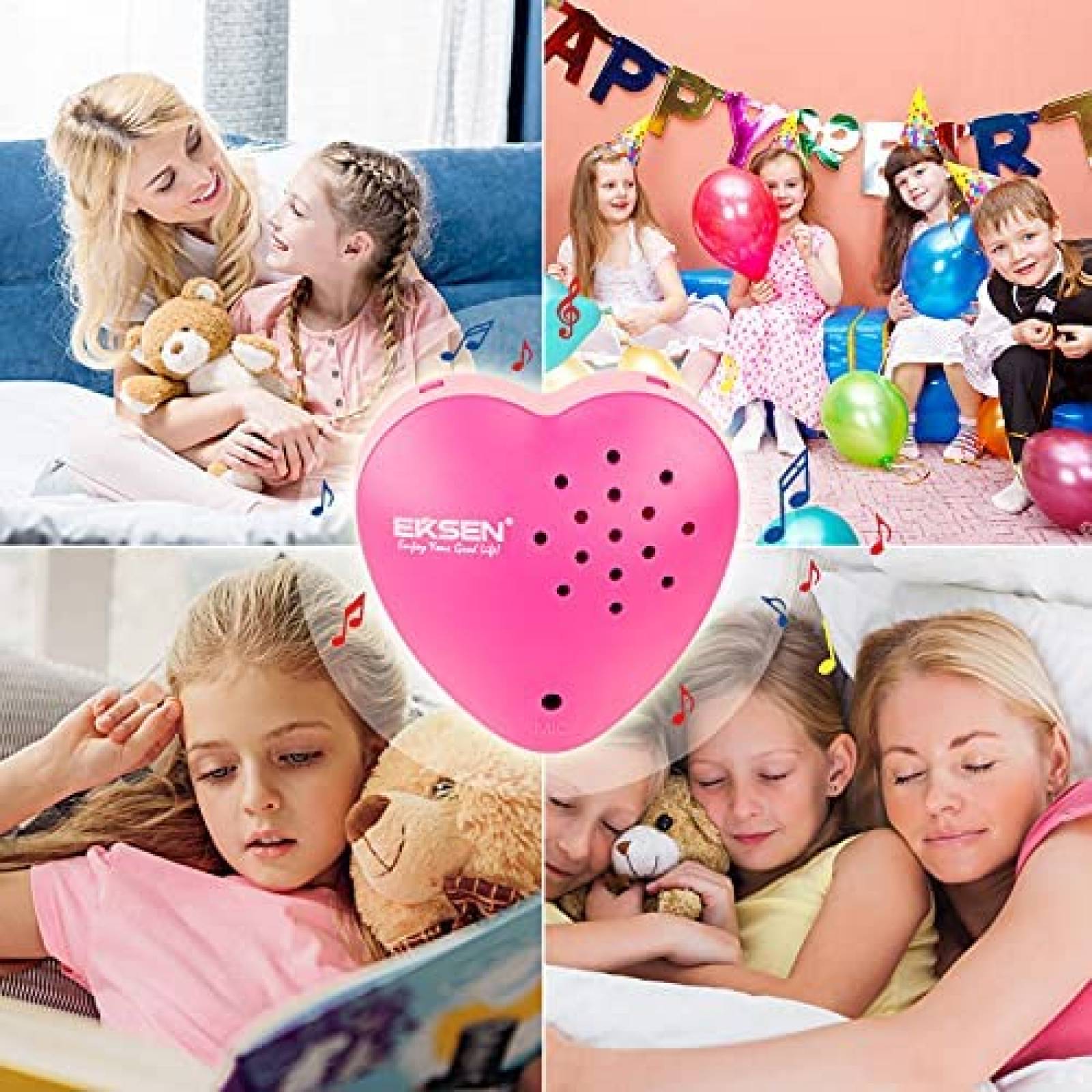 Caja de Voz EKSEN Para Juguete Grabacion de 30 Segundos-Rosa