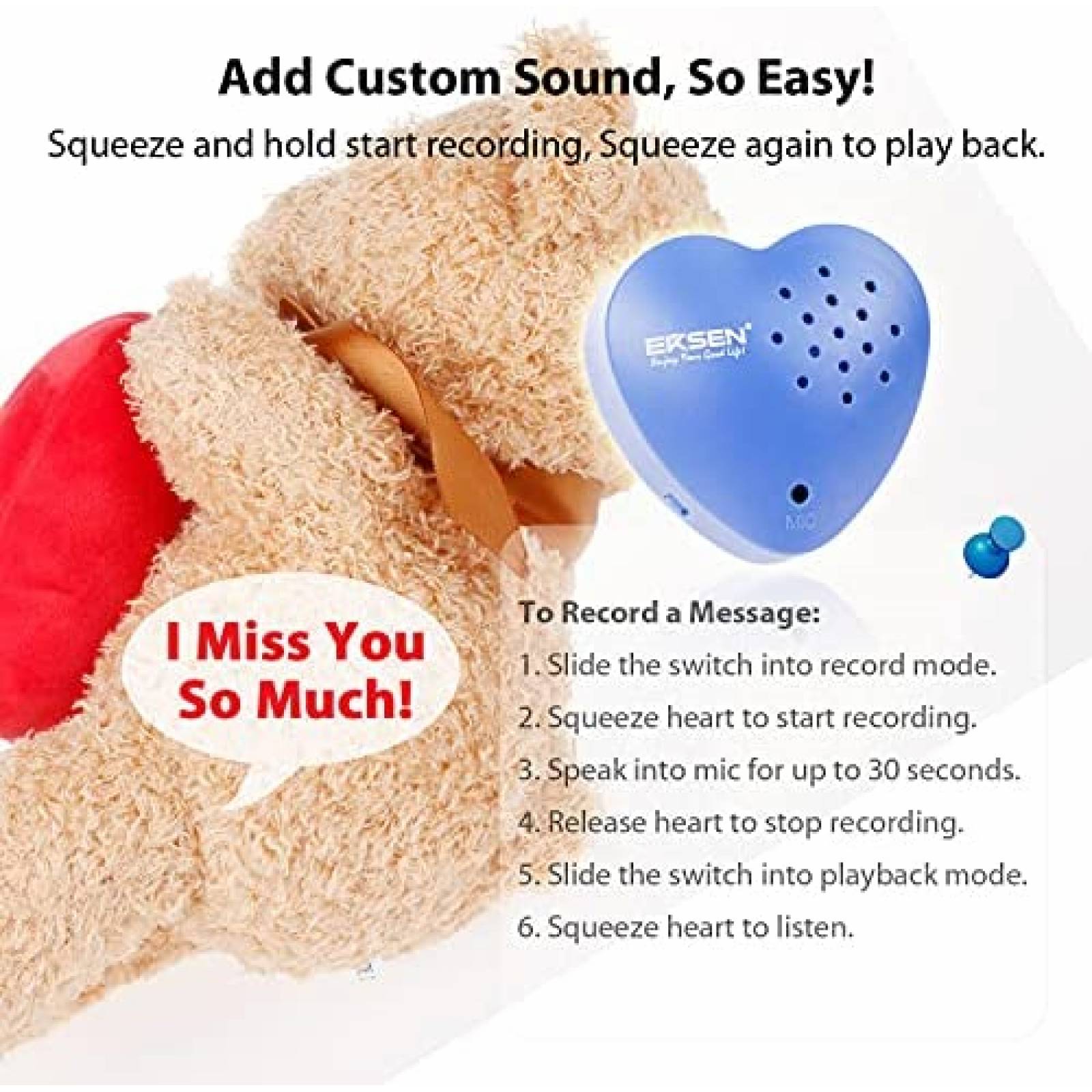 Caja de Voz EKSEN Para Juguete Grabacion de 30 Segundos-Rosa