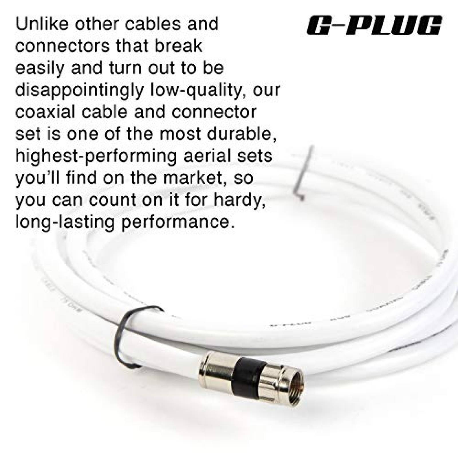 Cable coaxial G-PLUG RG6 6ft alta velocidad -Blanco