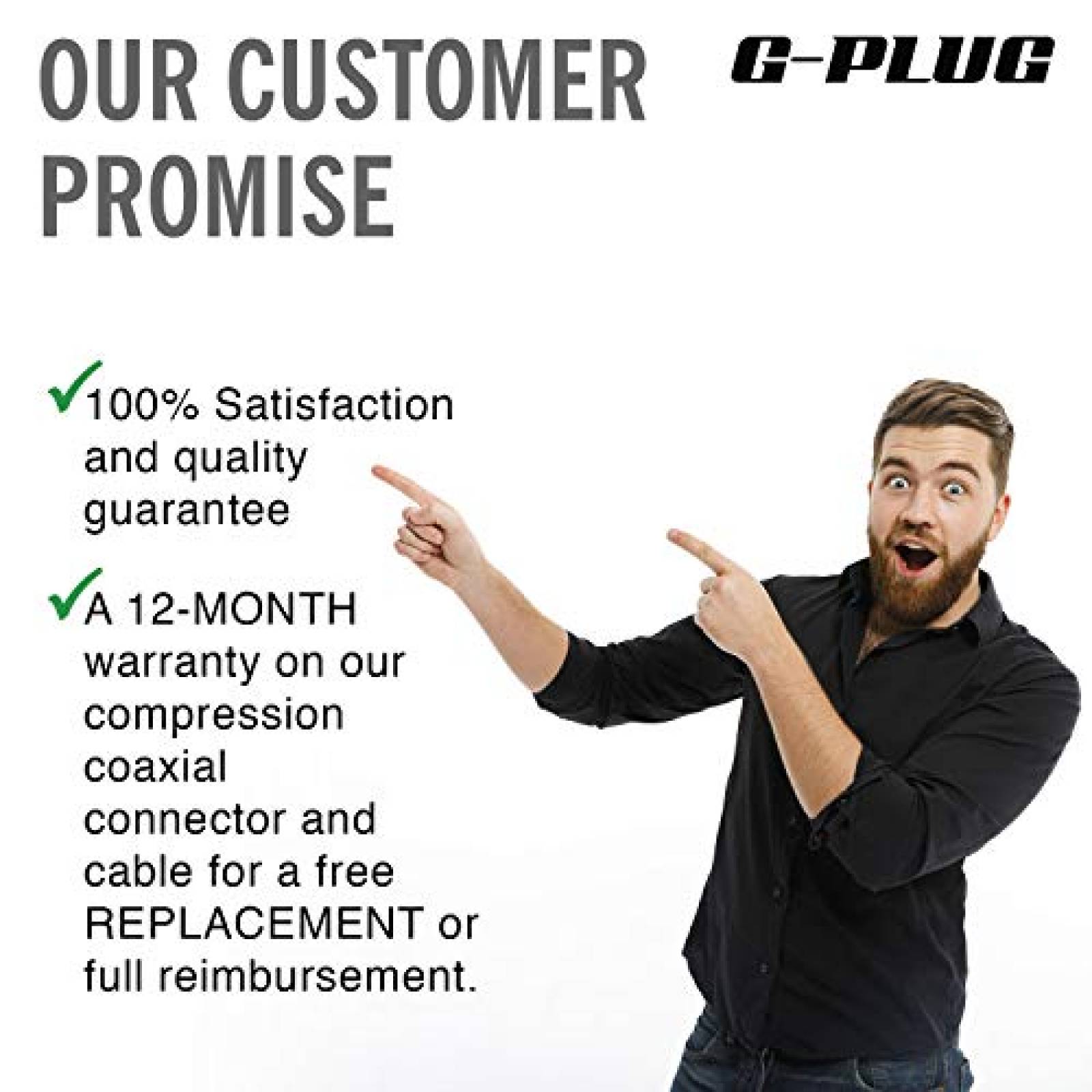 Cable coaxial G-PLUG RG6 6ft alta velocidad -Blanco