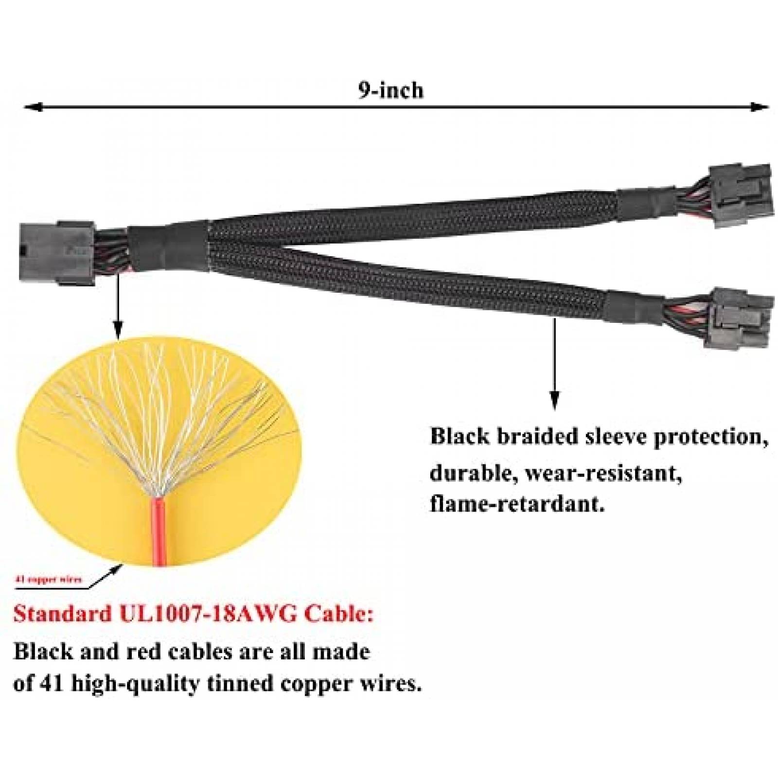 Pack cable PCIe a GPU/VGA HuDieM x2 de 8-pin -Negro