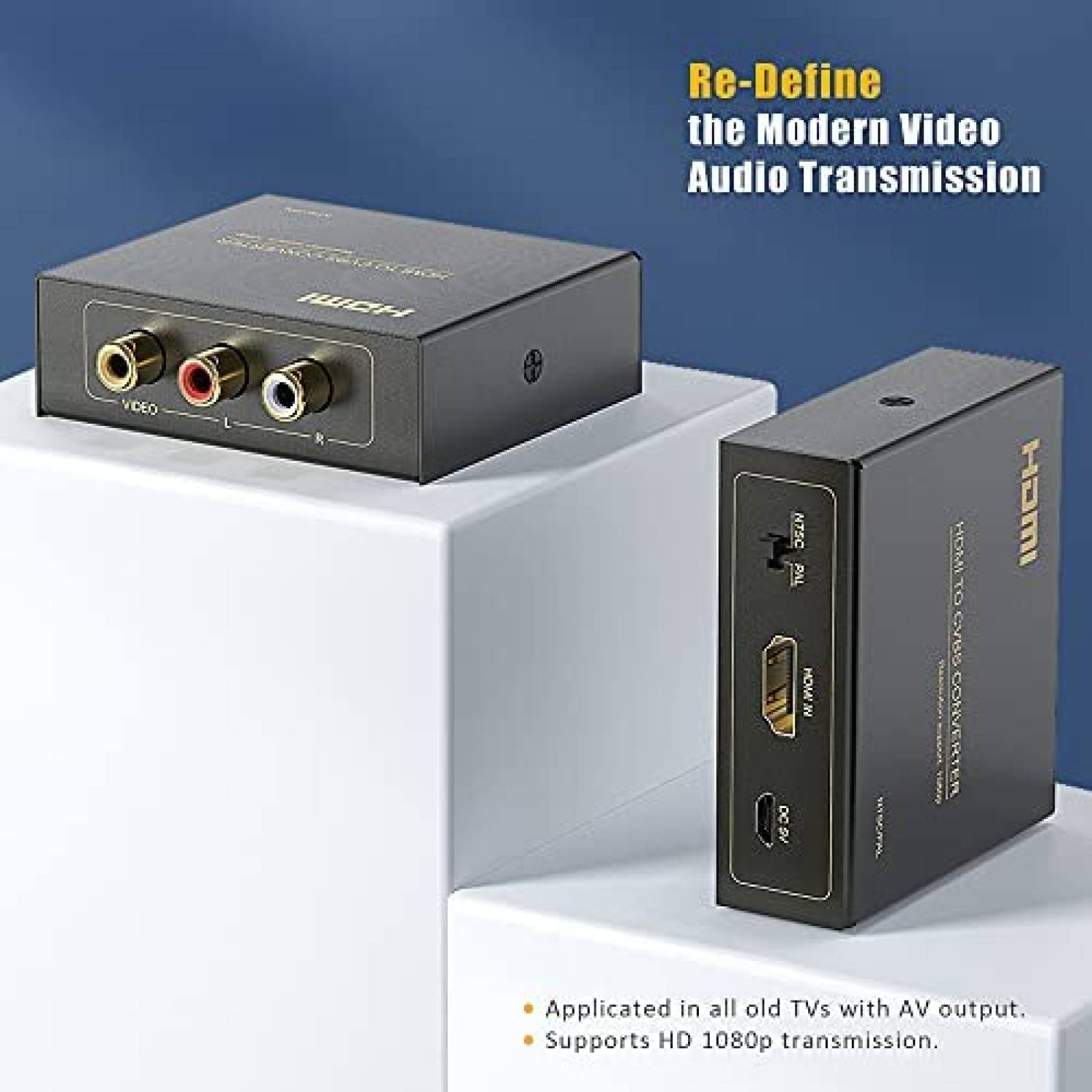 Adaptador Video kisdoo HDMI RCA AV Convertidor -Negro