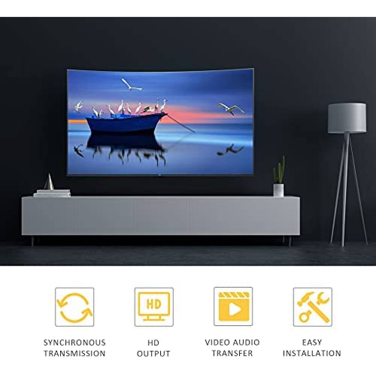 Adaptador Video kisdoo HDMI RCA AV Convertidor -Negro