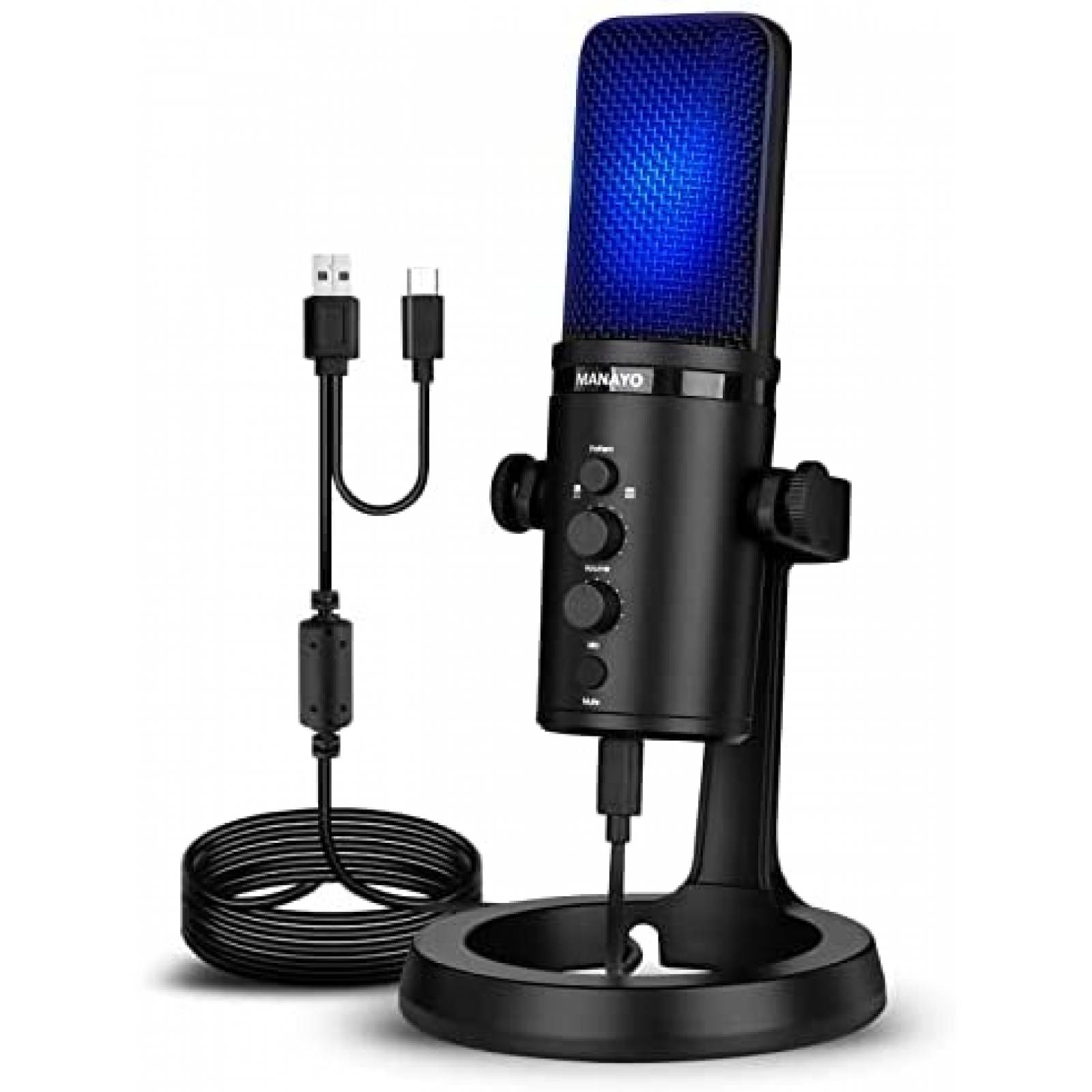 Microfono de condensador MANAYO de grabacion USB -Negro