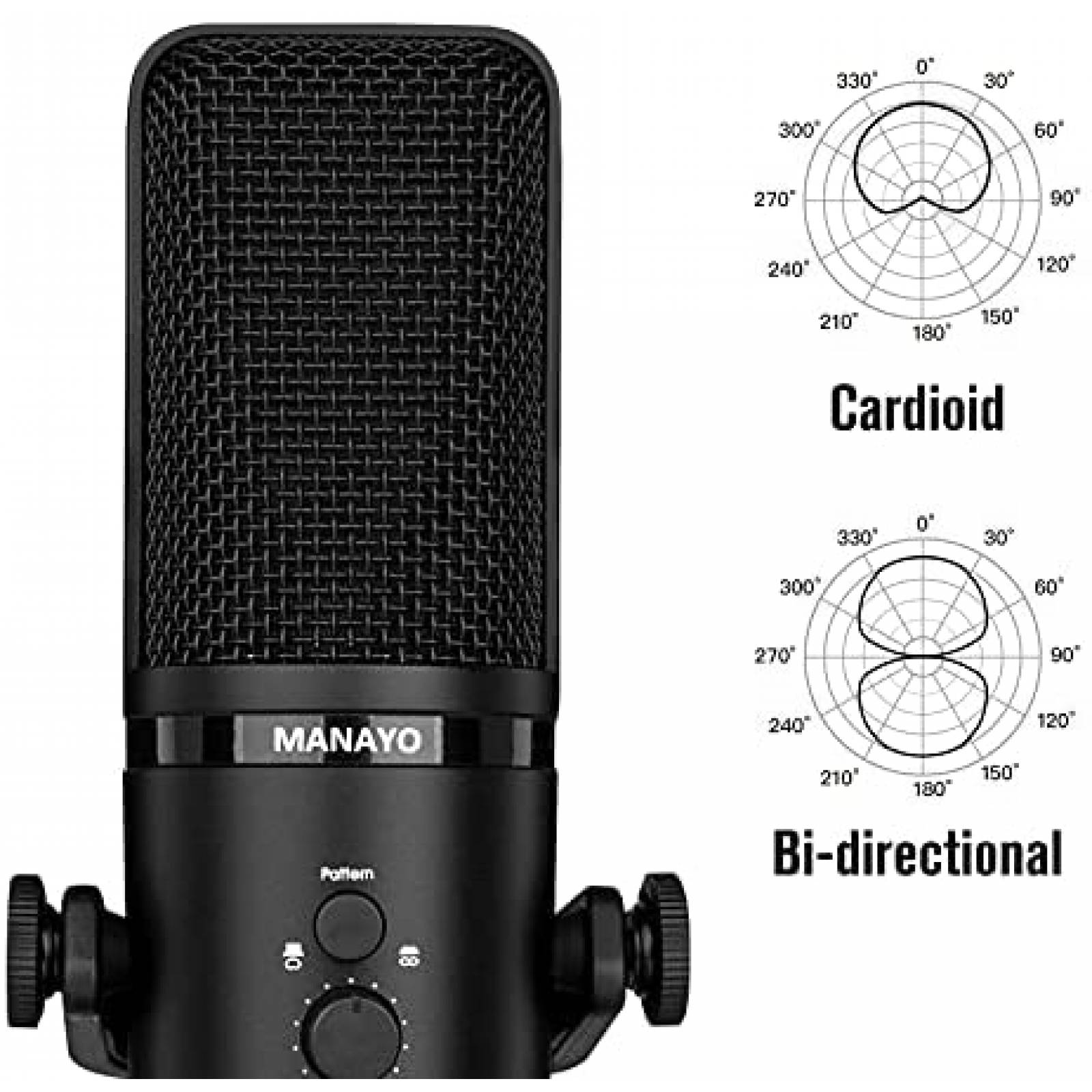 Microfono de condensador MANAYO de grabacion USB -Negro