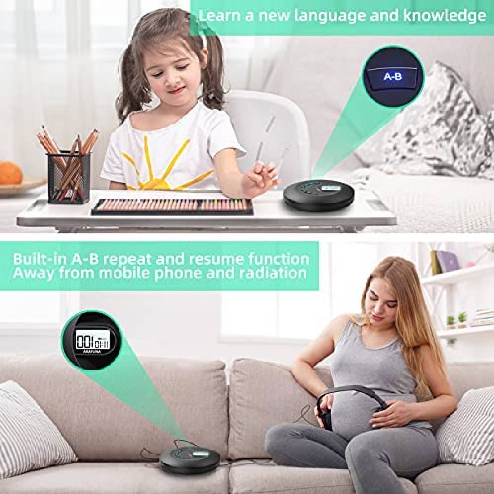 Kit Reproductor de CDs Portatil Miuscall-C c/Audifonos