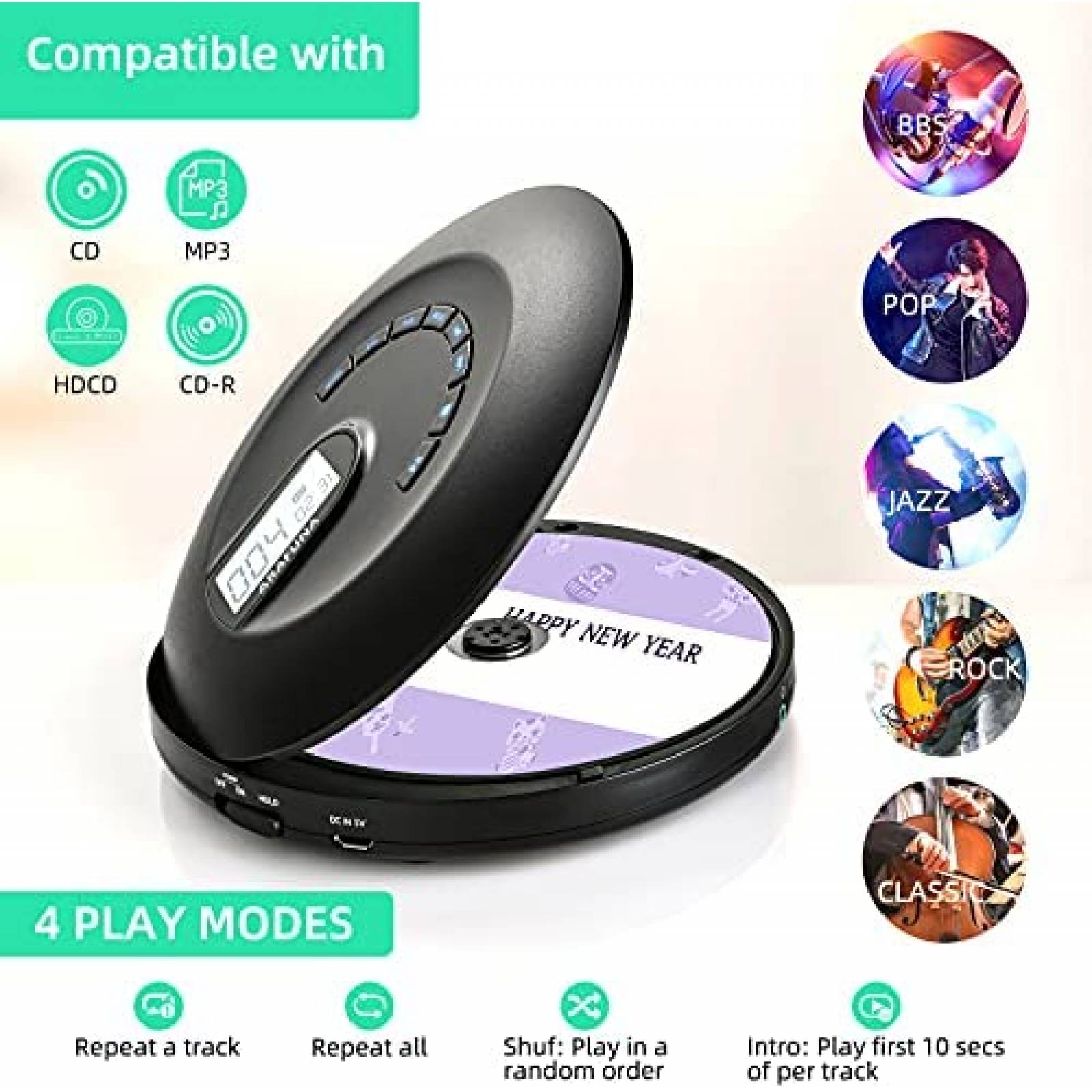 Kit Reproductor de CDs Portatil Miuscall-C c/Audifonos