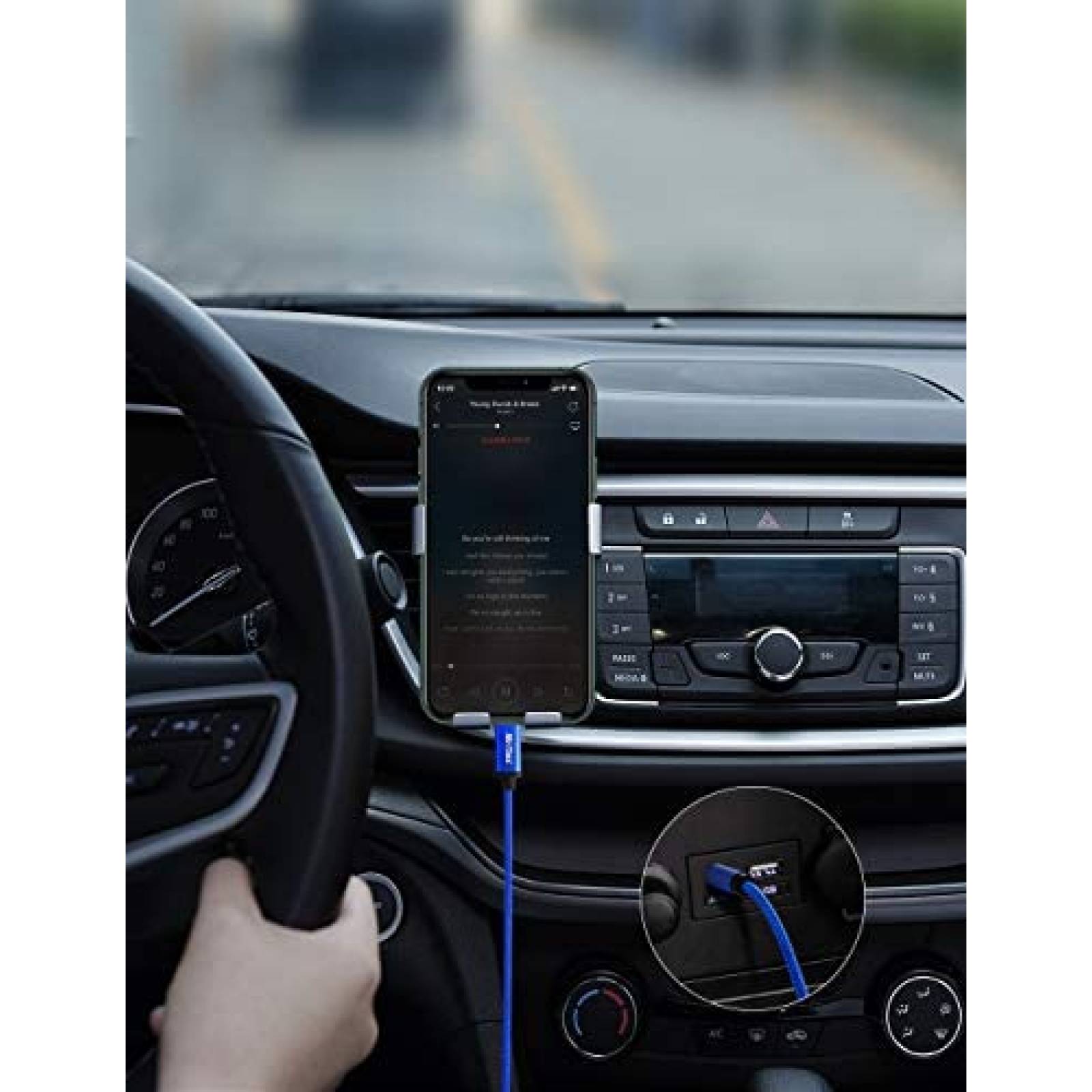 Cable USB C a audio aux 3.5mm Mr Rex 6.5ft trenzado -Azul