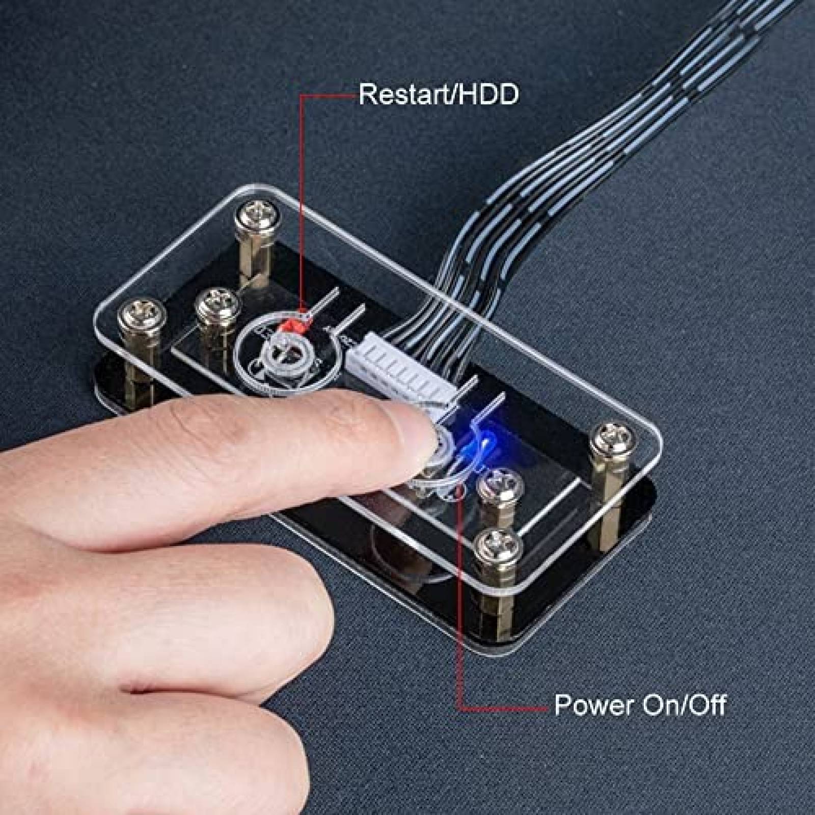 Interruptor de Encendido OwlTree para PC On/Off LED -Negro