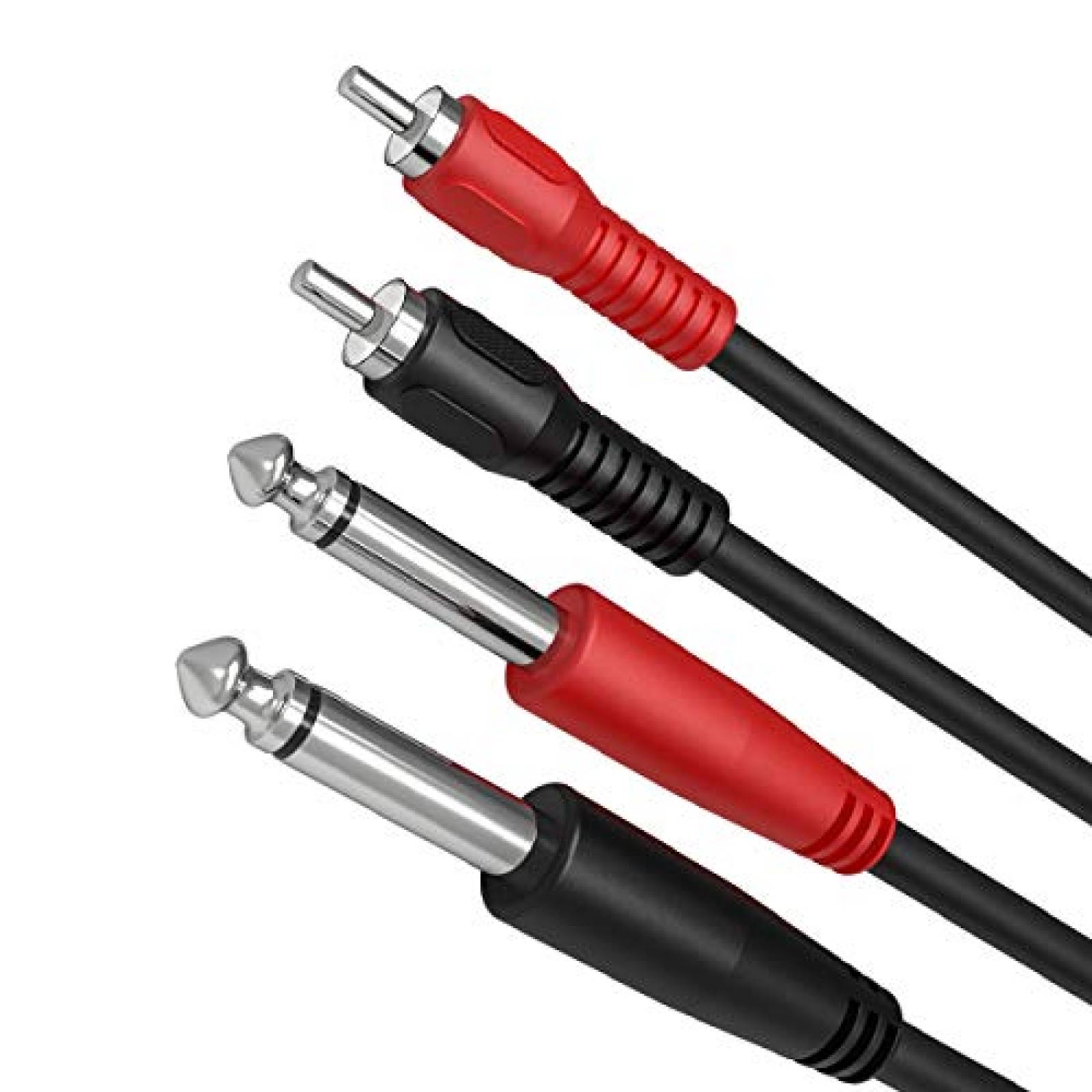 Pack cable RCA a 1/4" 6.35mm RFAdapter x2 de 3ft -Negro