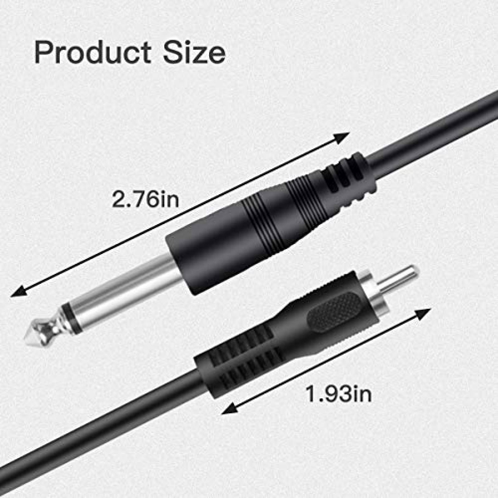 Pack cable RCA a 1/4" 6.35mm RFAdapter x2 de 3ft -Negro