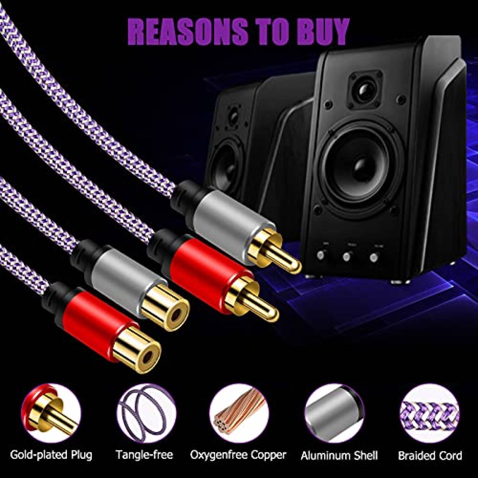 Cable de extension RCA TanGuYu 2 RCA macho a 2 RCA hembra