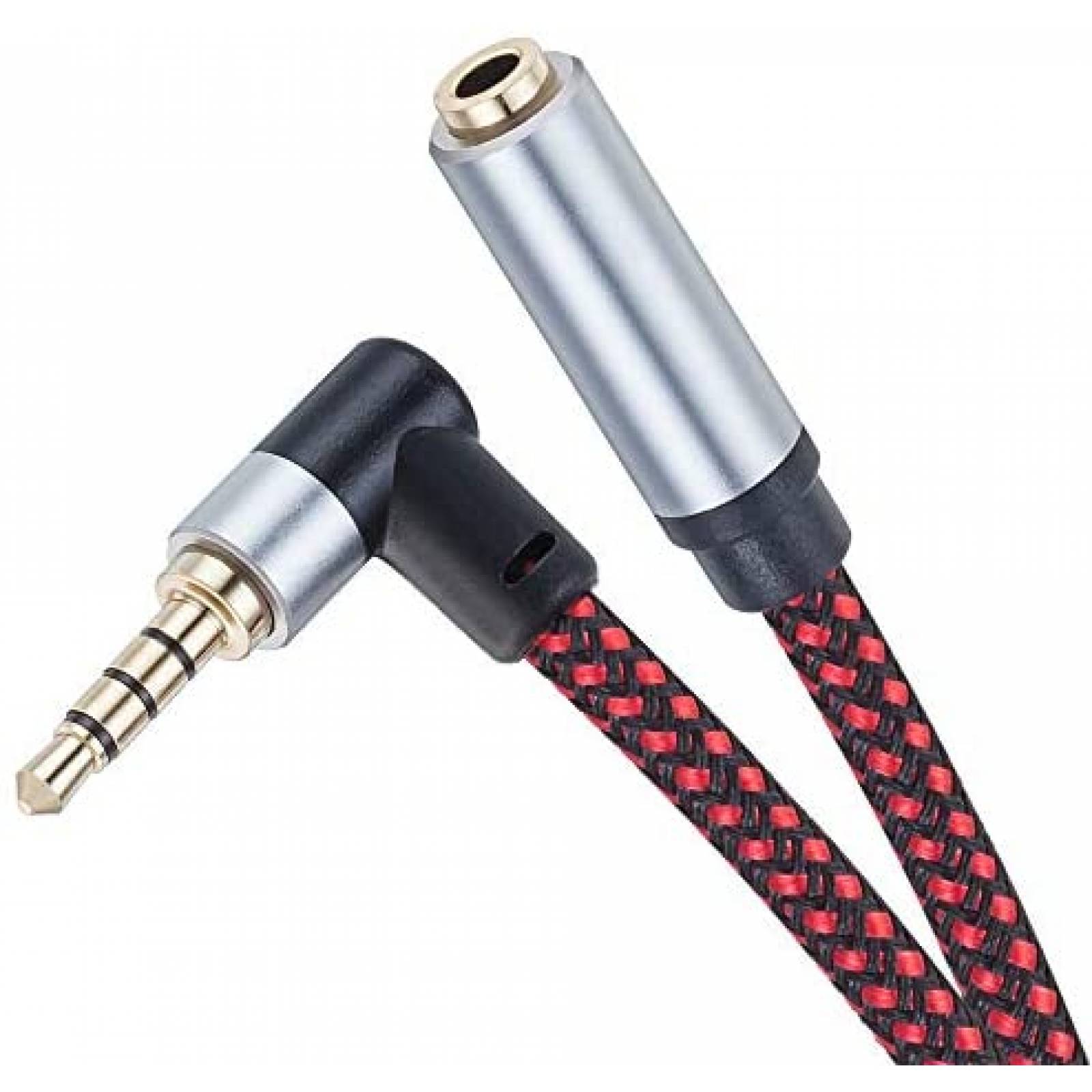 Cable Tiierzon 90 3.5mm De Extension Auxiliar 10 ft -Rojo